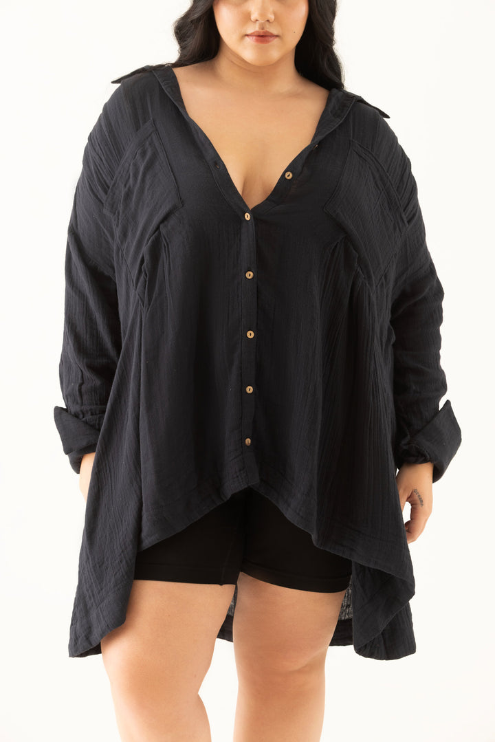 Shadow Crinkle High-Low Tunic/Shirt