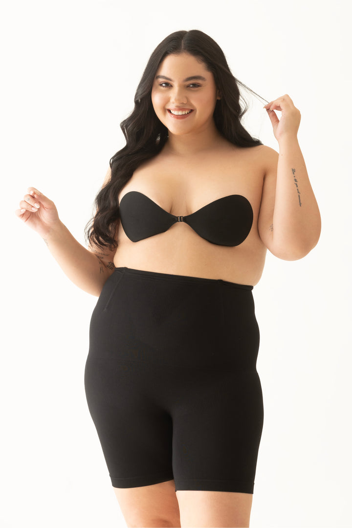 The Invisible Plunge – Front-Clasp Silicone Bra-Black