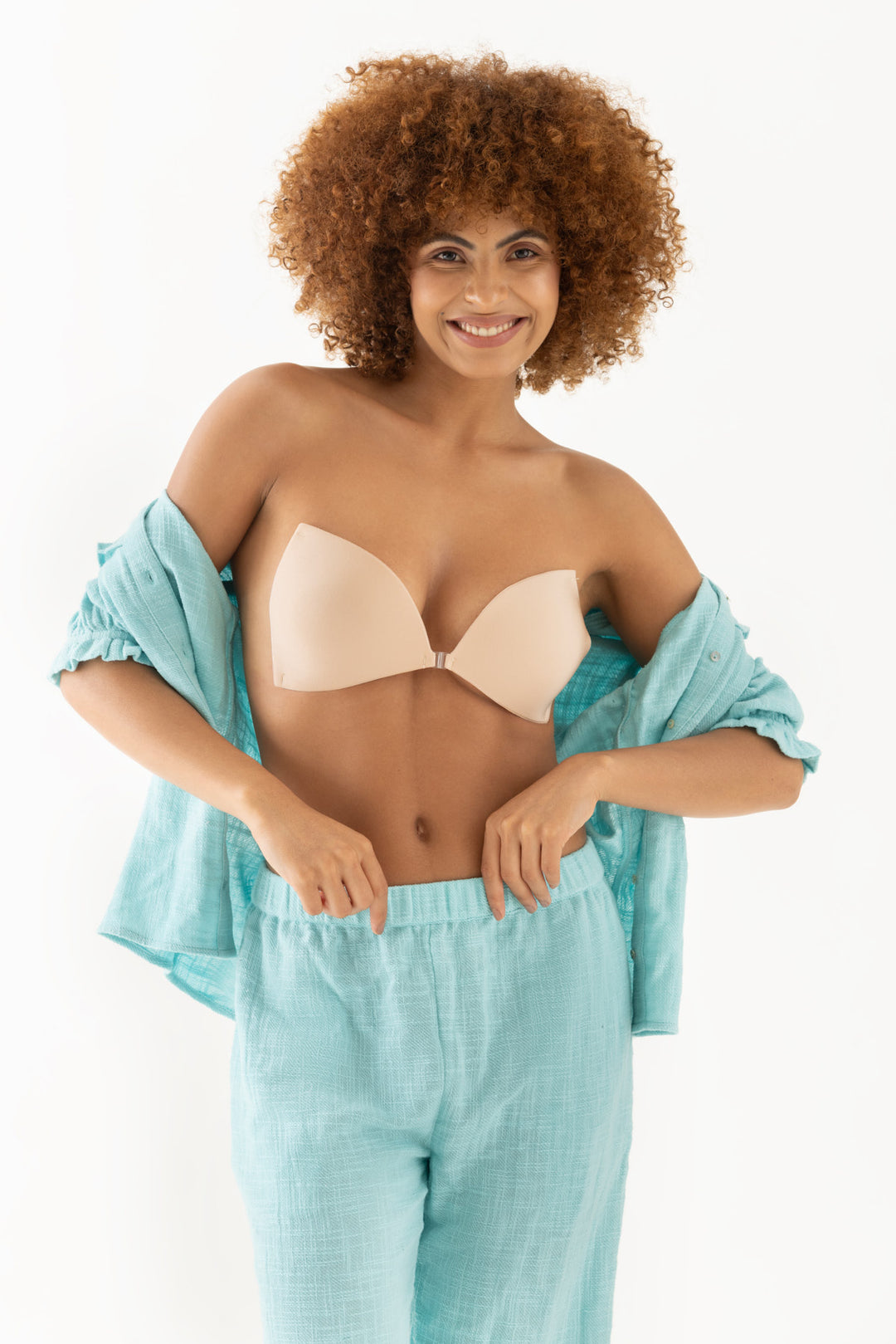 Seamless Bikini Style Adhesive Bra With Optional Straps-Skin